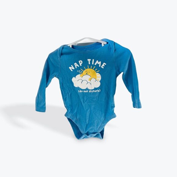 Preloved Blue Old Navy “Nap Time” Bodysuit Size 6-12 months - Picture 1 of 3